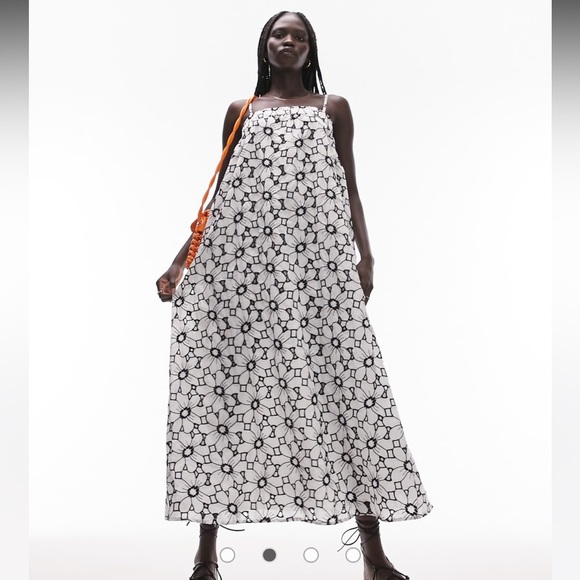 Topshop Dresses & Skirts - Topshop contrast color eyelet chuck on midi dress in mono